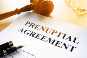 prenuptial agreement on a table